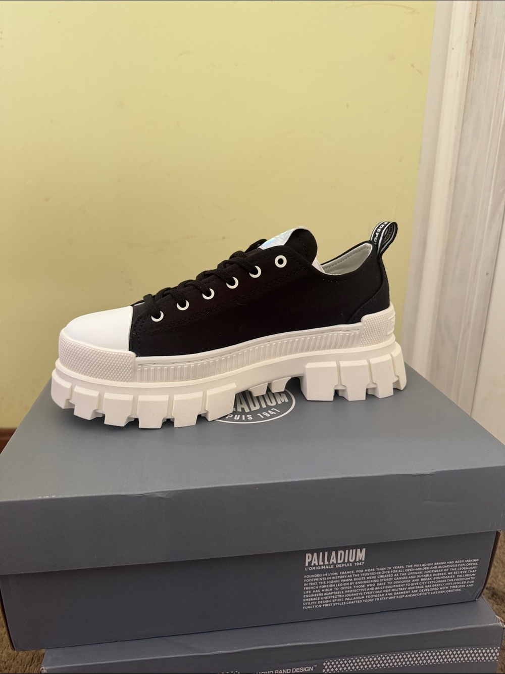 Palladium Black Canvas Low-Top Sneakers with White Chunky Sole
